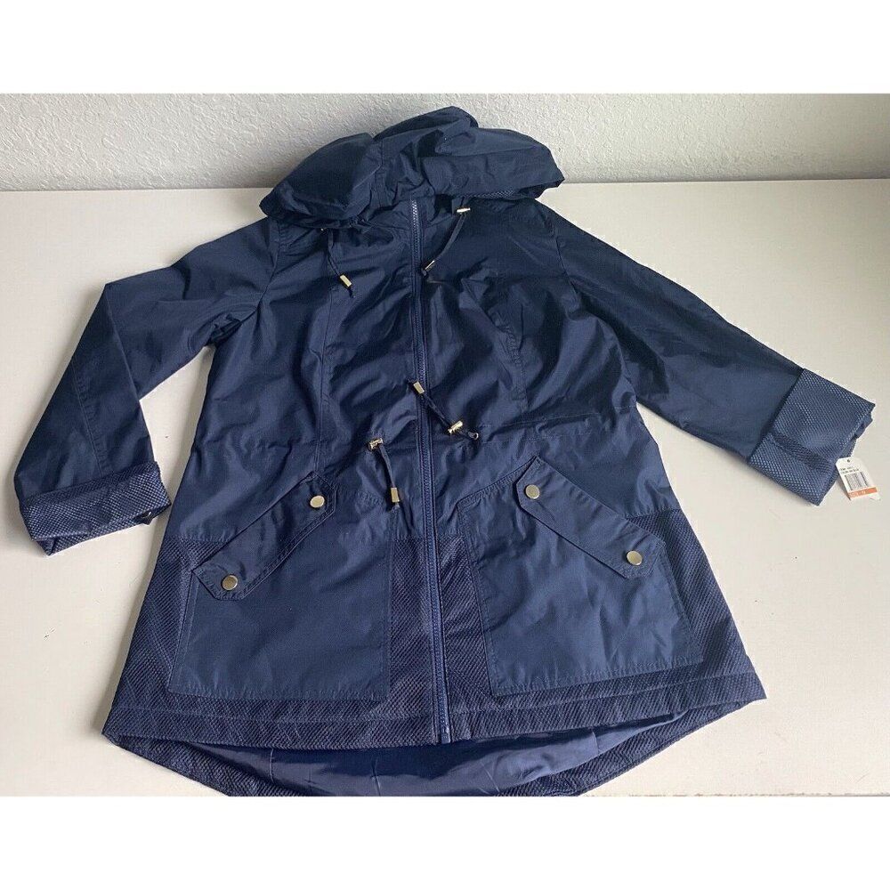 INTL Details Windbreaker Jacket Women’s Size M Breathable Mesh Navy‎ Blue NEW